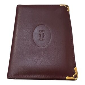 Vintage Cartier Must de Cartier Burgundy (Bordeaux) Calfskin Leather Card Holder